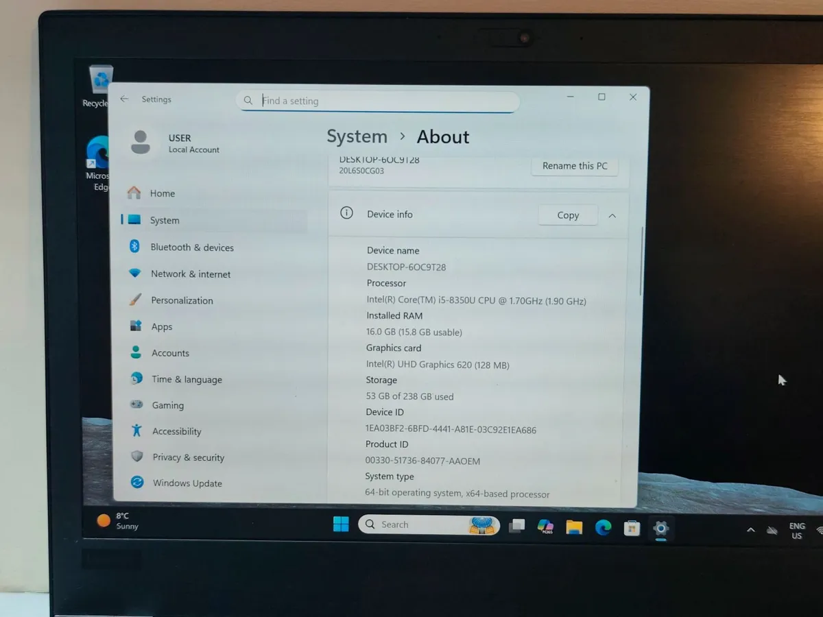 Lenovo ThinkPad T480 – Intel i5 8th Gen | 16GB RAM - Image 3