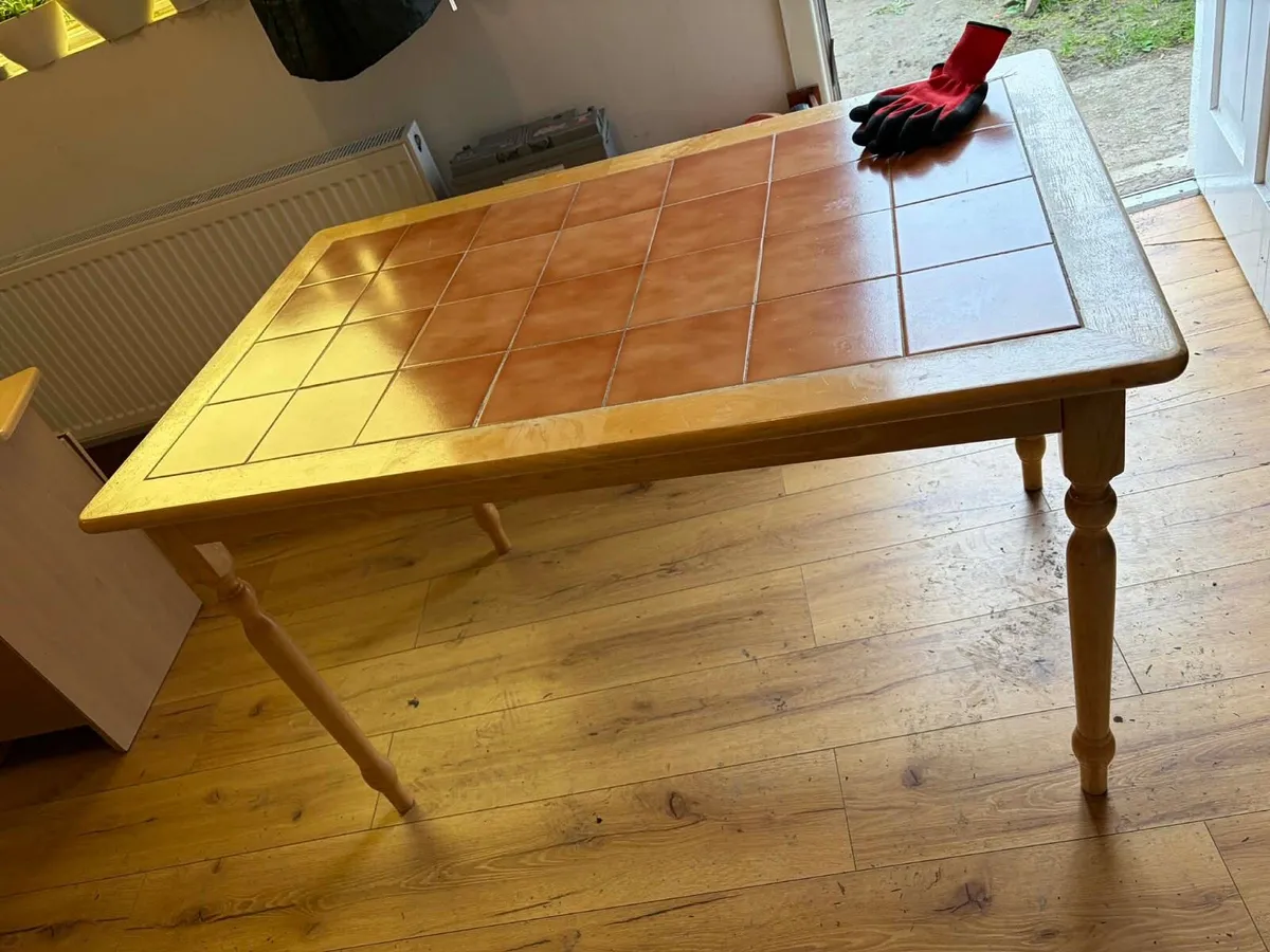 Oak tile top kitchen table - Image 4