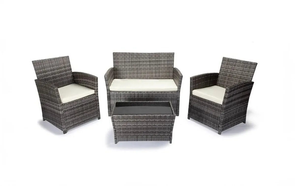 Lakeside 4 Seater Rattan Garden Furniture Set Outdoor Sofa & Armchairs with Table Patio Terrace Ireland - Image 2