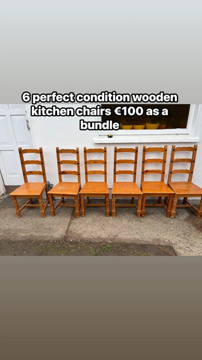 6 wooden kitchen chairs - Image 1