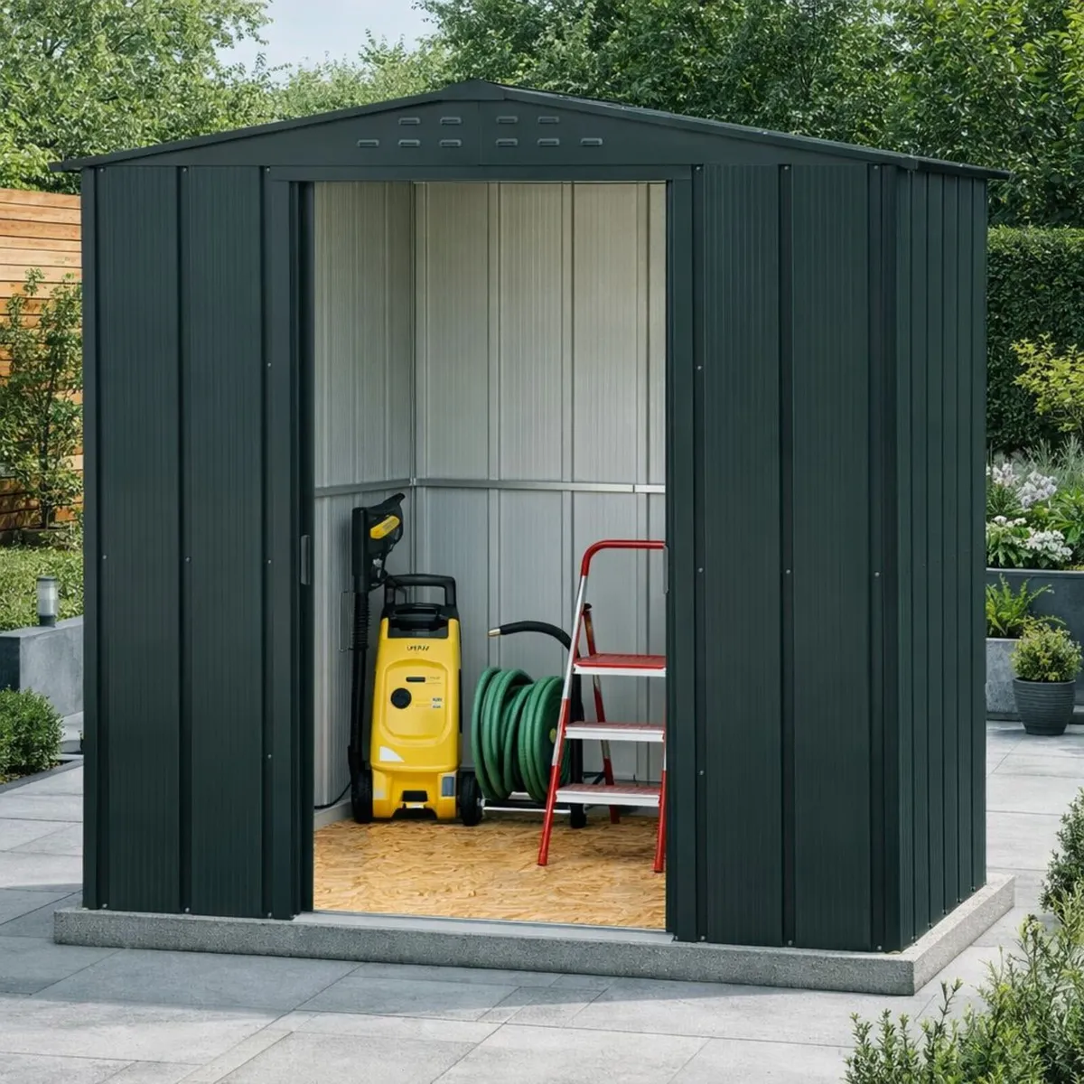 TOP Riverton 6x4 Metal Shed –Anthracite Grey +Stee - Image 2