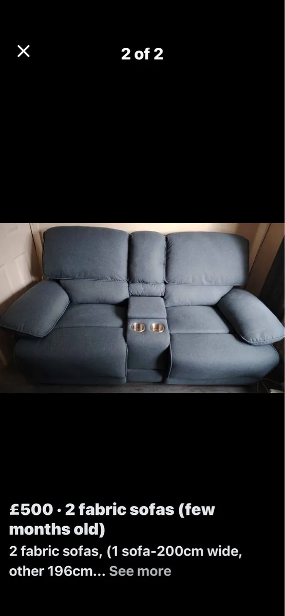 2 recliner sofas - Image 1