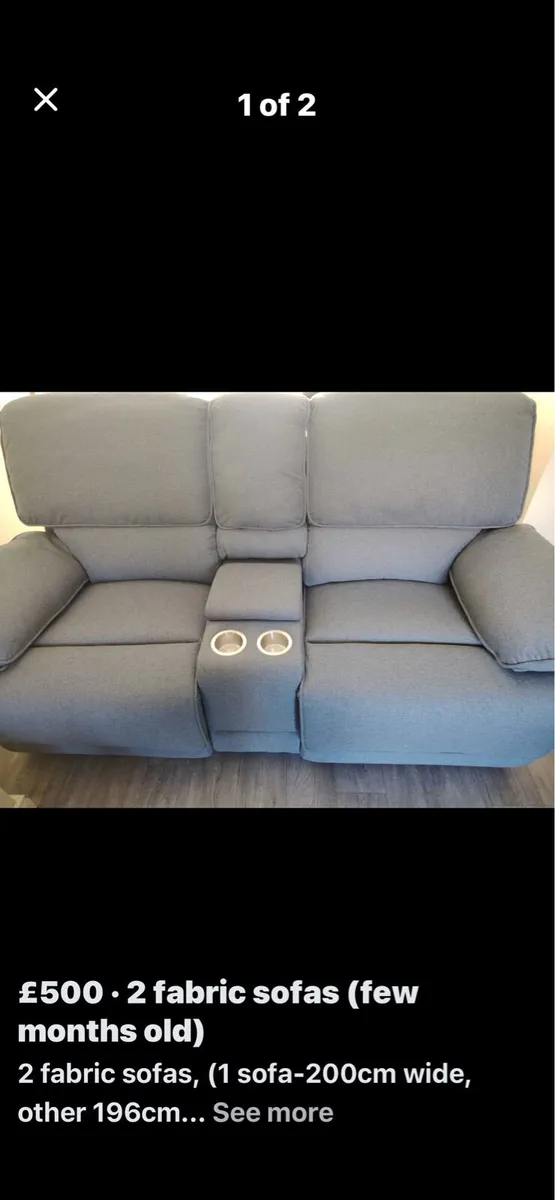 2 recliner sofas - Image 2