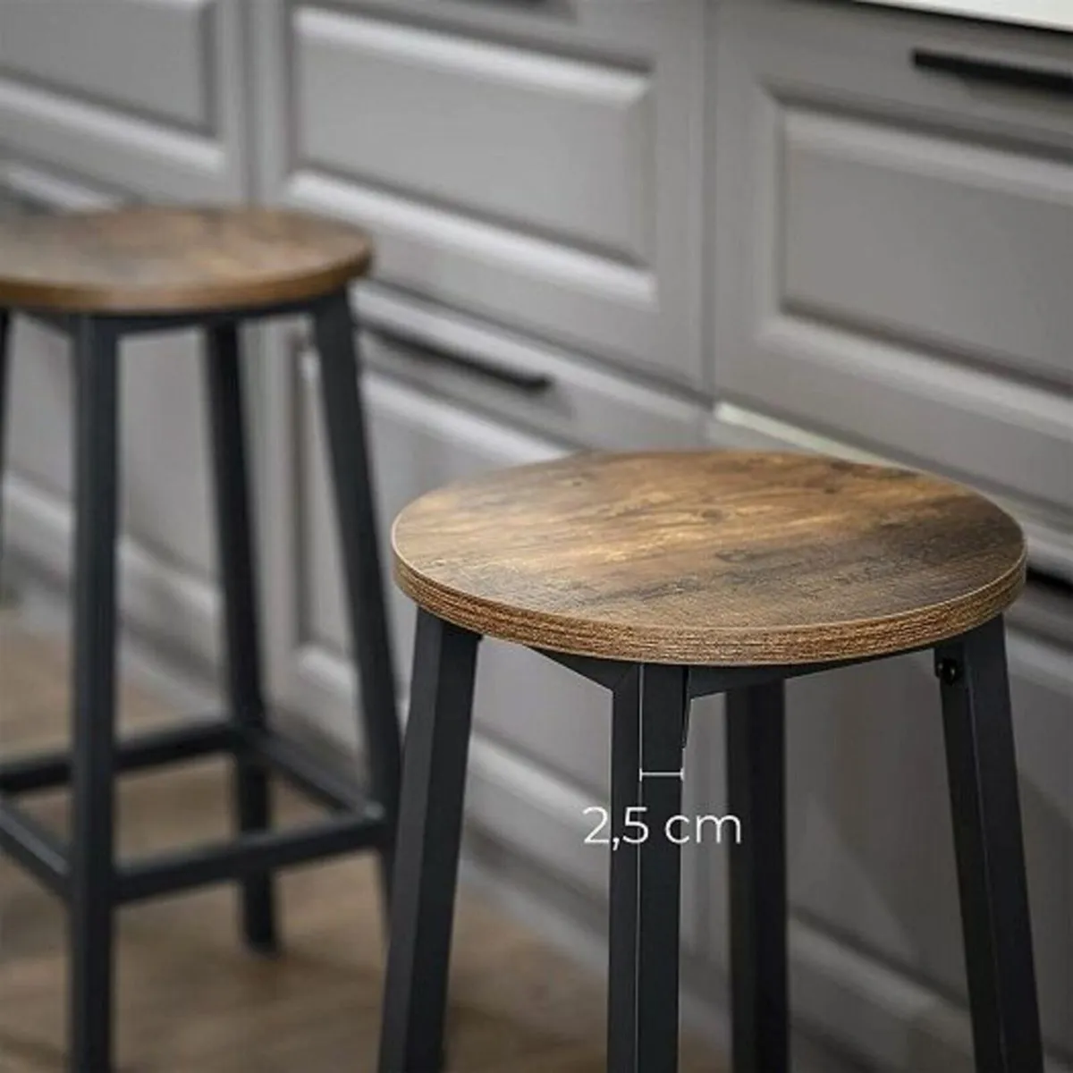 4 x New Rustic Kitchen Brown Stools- FREE P&P - Image 4
