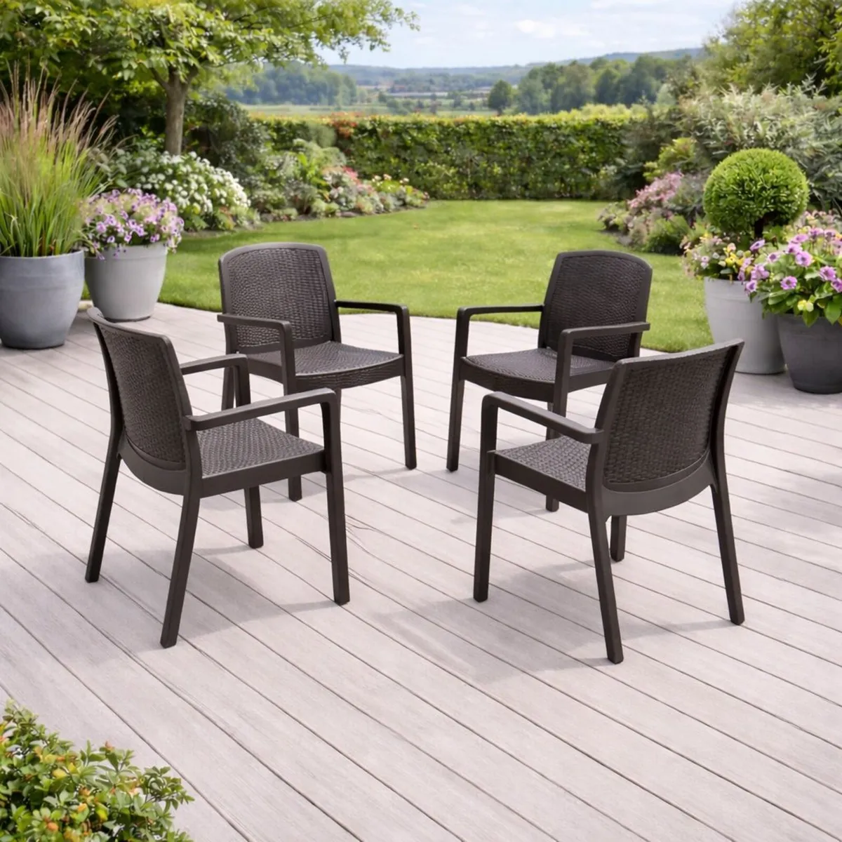 🌿 CedarRattan Home Garden Table & Armchairs Set – - Image 4
