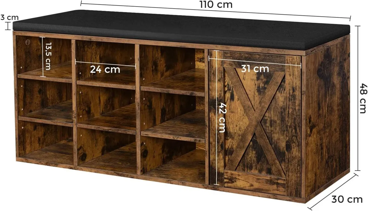 New Shoe Storage Bench + Cupboard - FREE P&P - Image 3