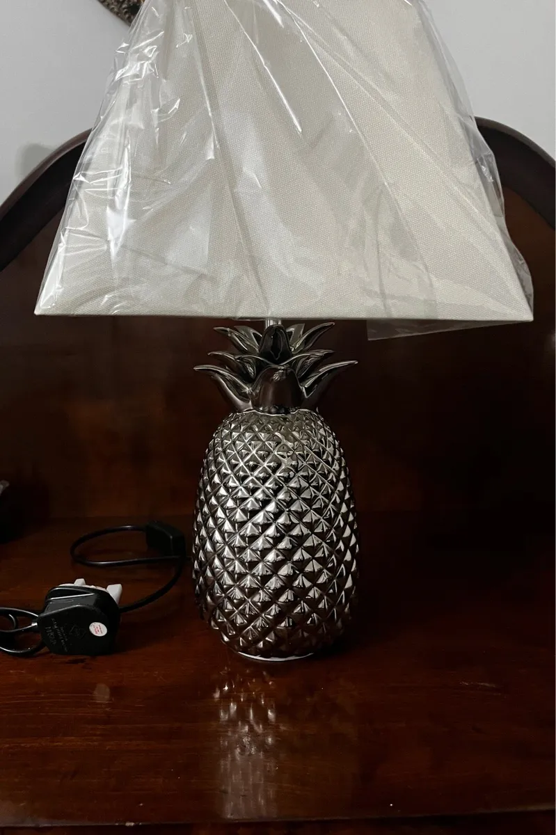 Silver Ceramic Pineapple  Lamp - Image 2