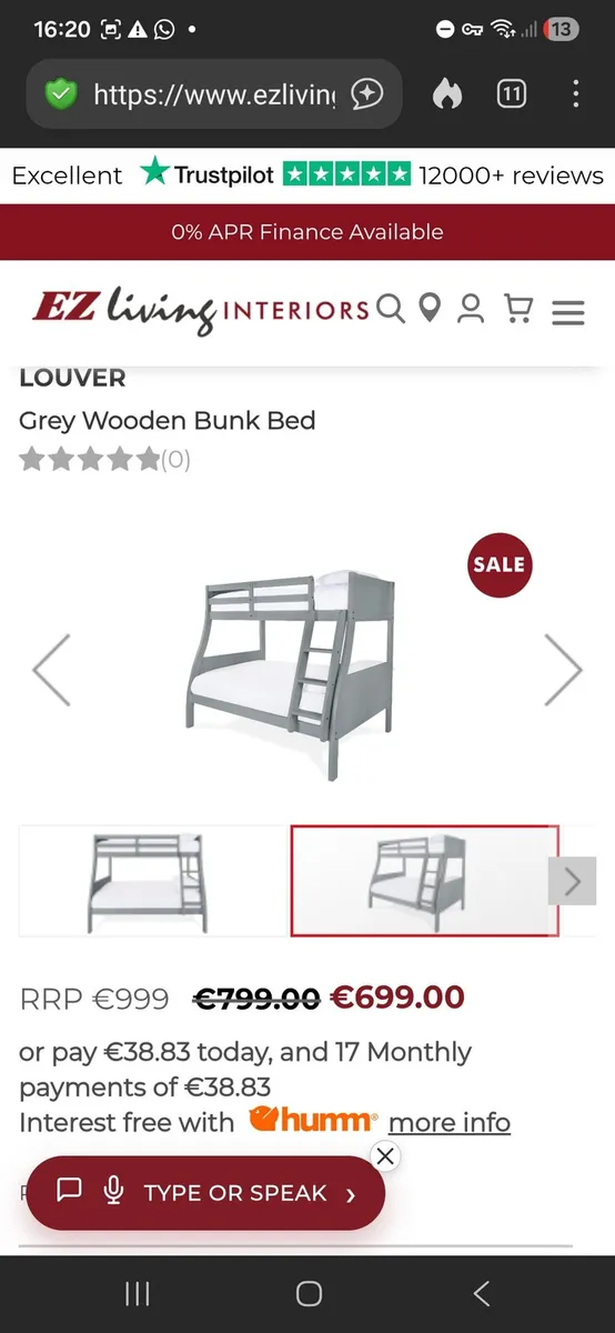 Solid Wooden Bunk Bed (DELIVERY) - Image 1