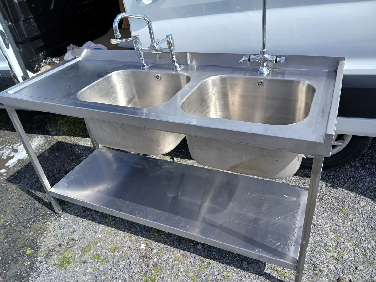 Staneless steel cabbinet double sink unit complete - Image 1