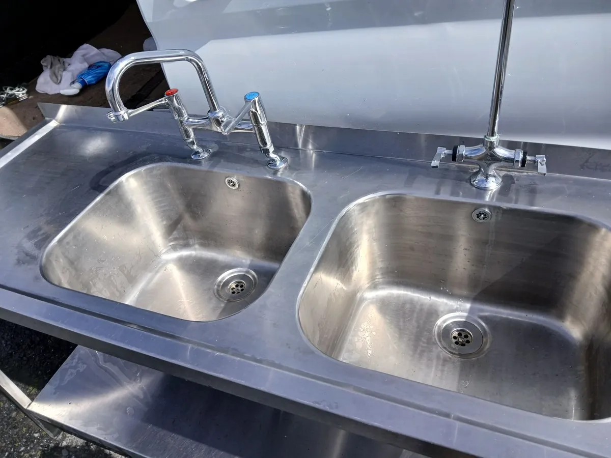 Staneless steel cabbinet double sink unit complete - Image 2