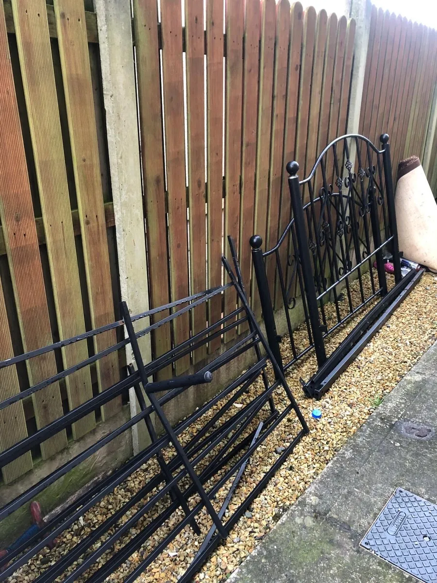 Queen size wrought iron bed.