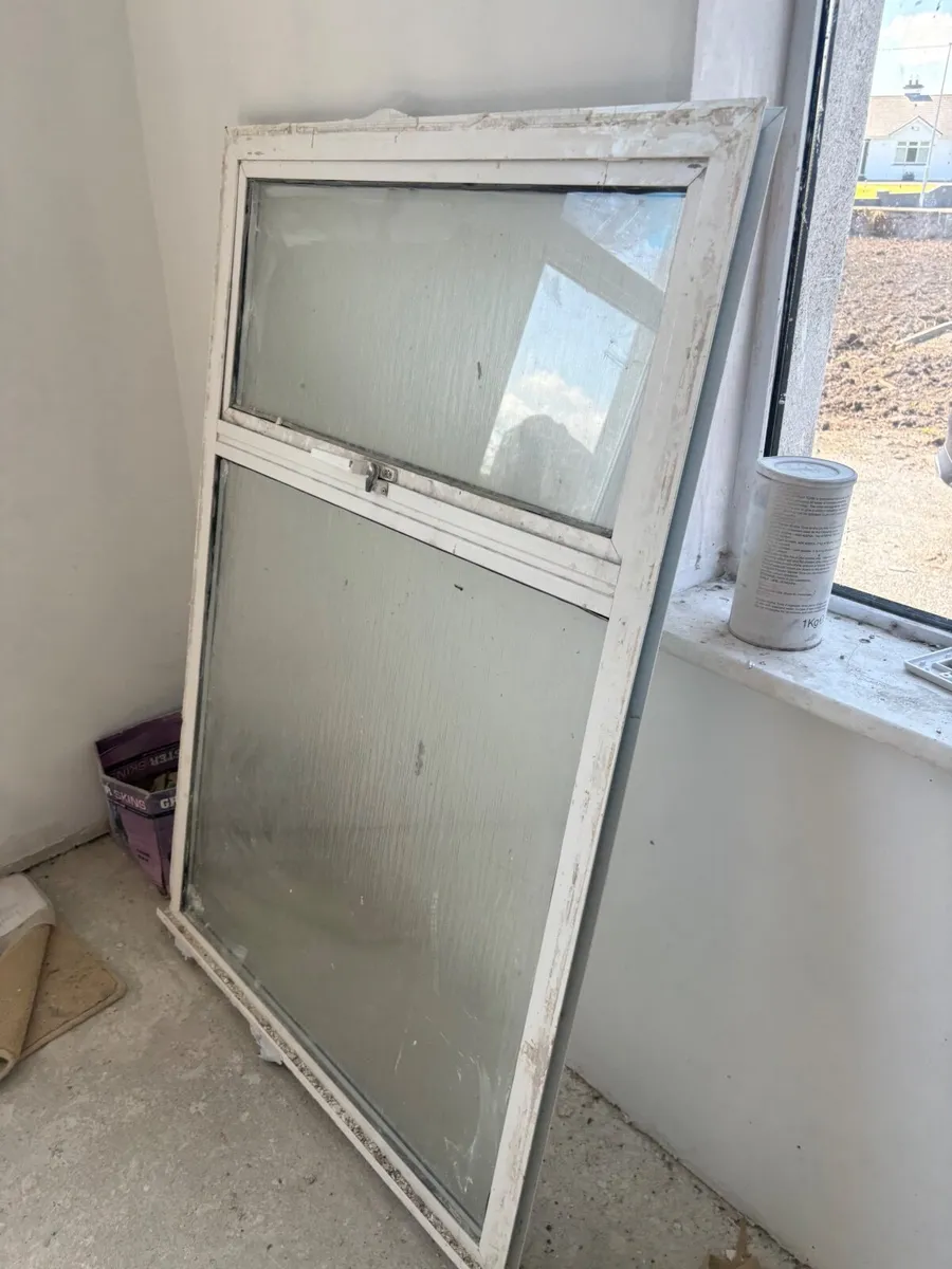 White aluminium window with opaque glass