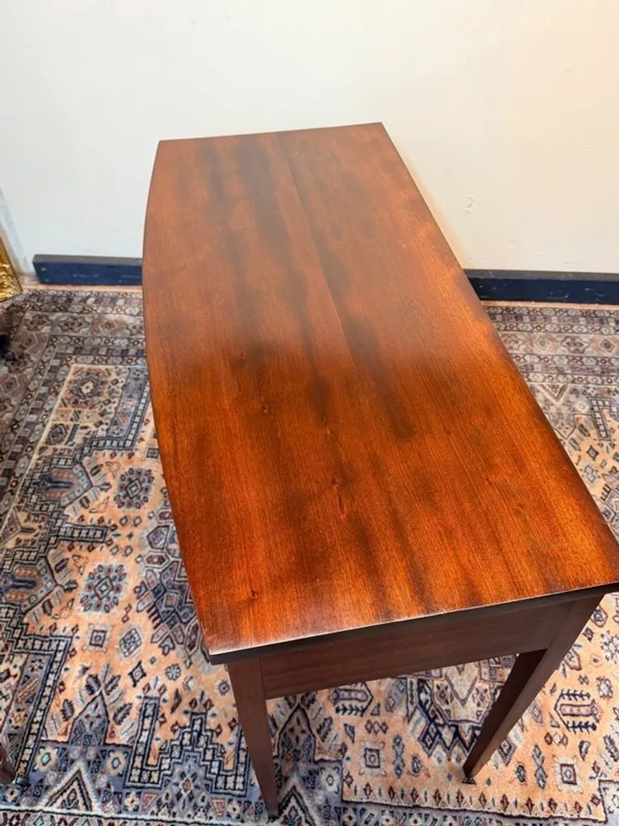 Antique Mahogany Bow Fronted Three Drawer Side or Console Table - Image 4