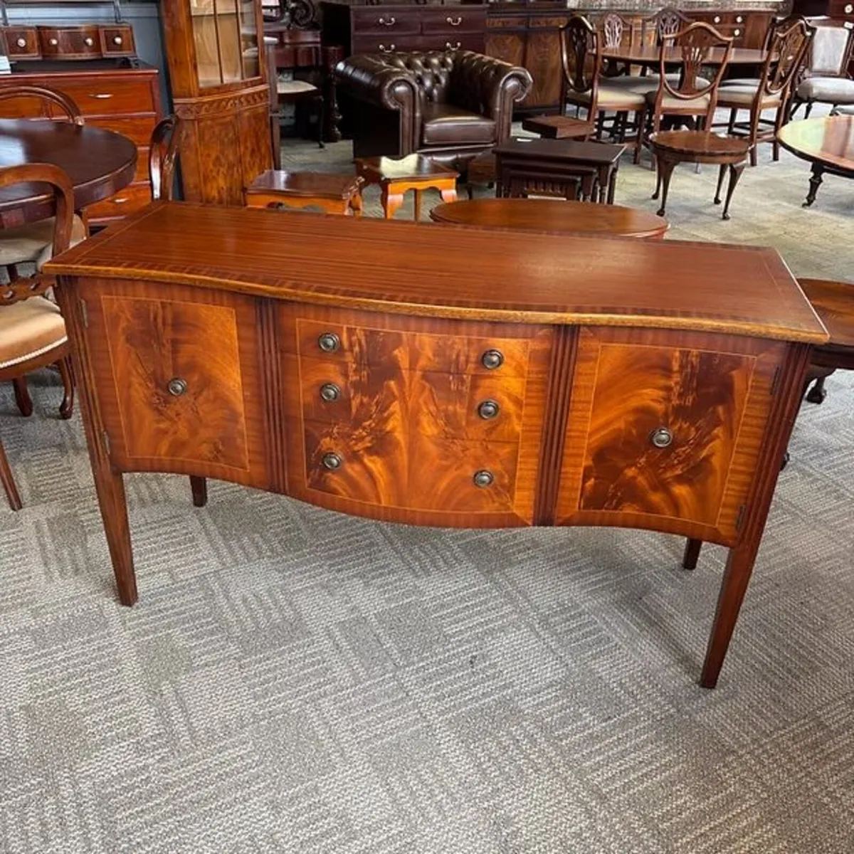 Mahogany flamed bow fronted sideboard