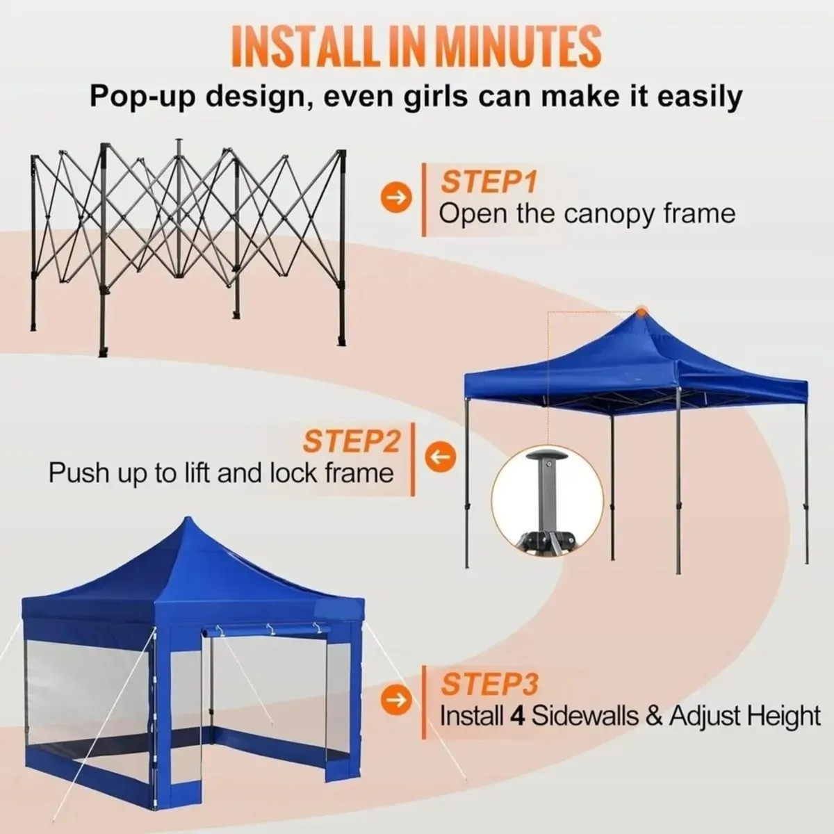 Gazebo Pop Up Tent 10x10 Waterproof with Sides - Image 3