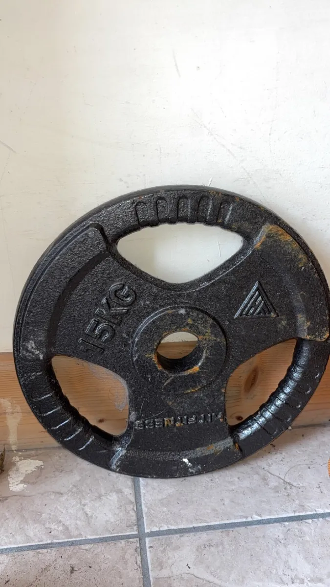 2x 47.5kg Dumbbells & 15kg plate - Image 4