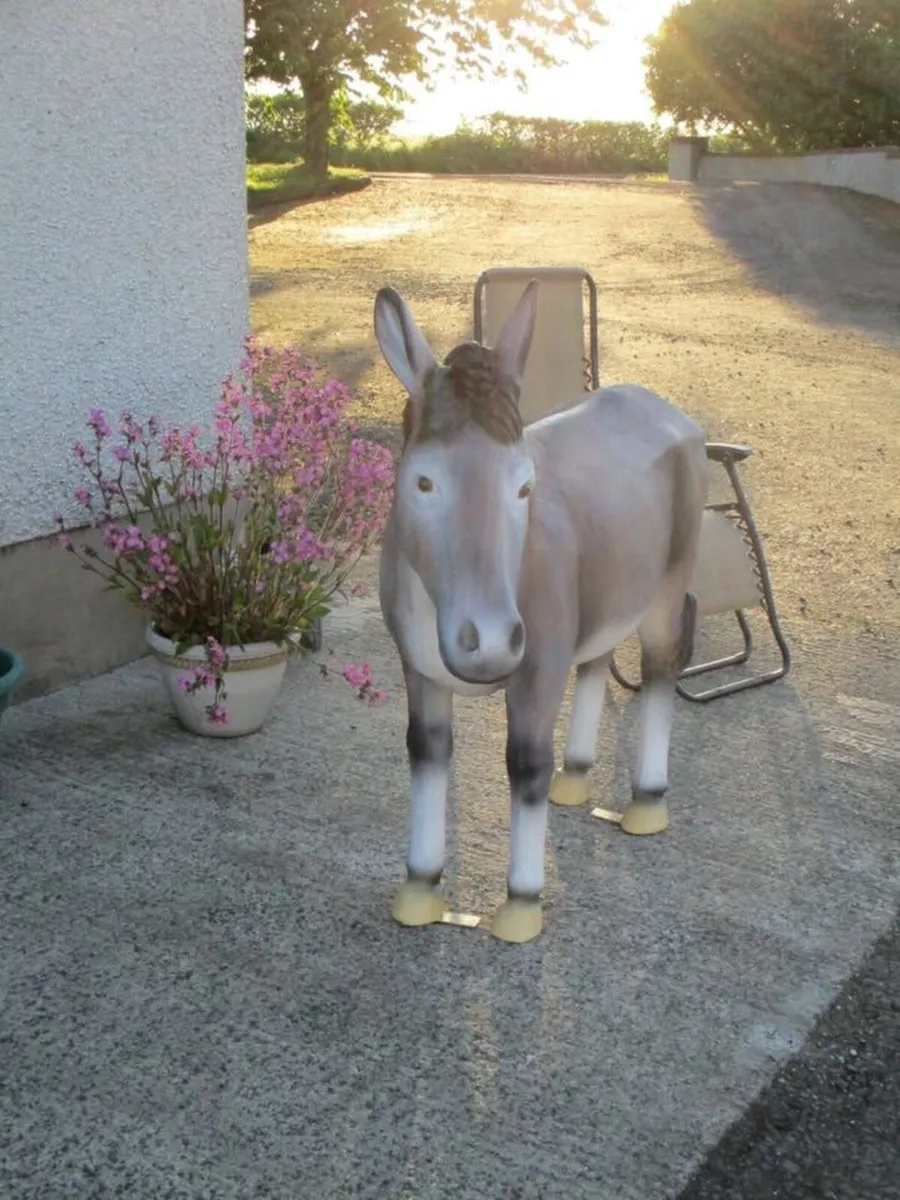 Life-Size Grey Donkey Statue - Image 2