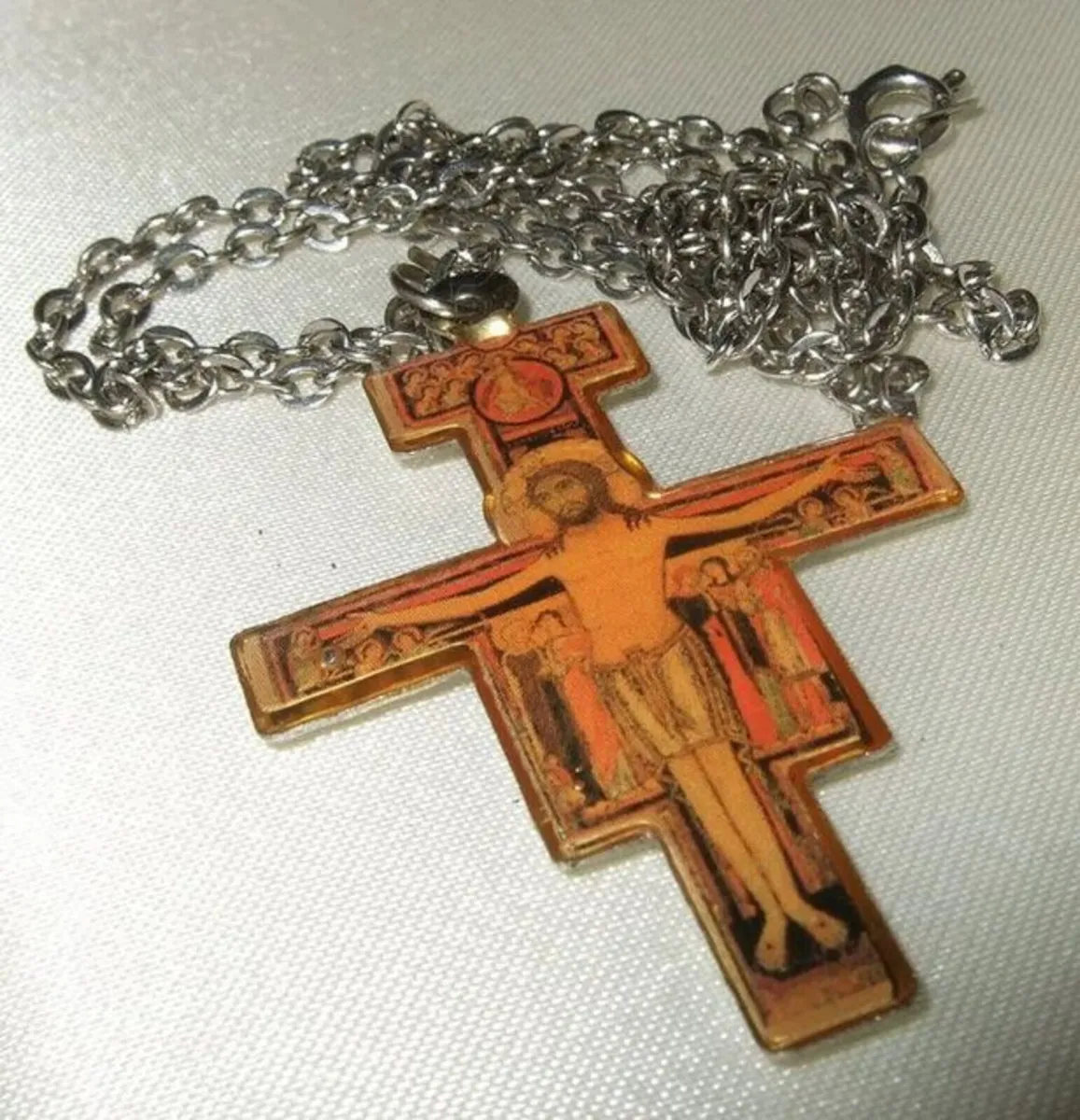 Vintage 'San Damiano' Cross and Chain - Image 1