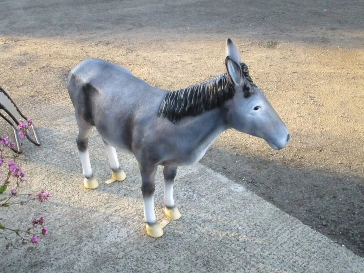 Life-Size Grey Donkey Statue - Image 3