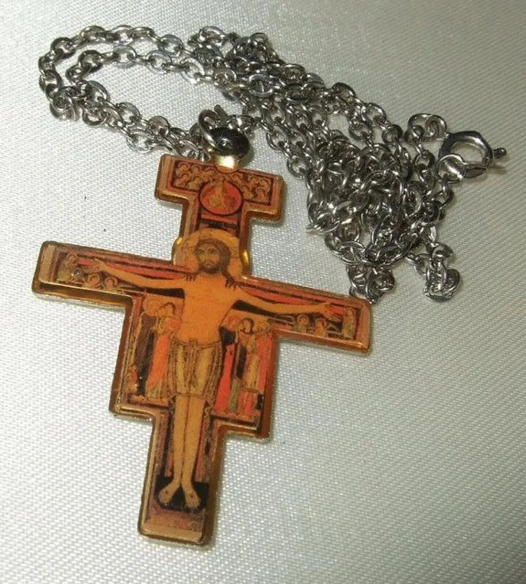 Vintage 'San Damiano' Cross and Chain - Image 3