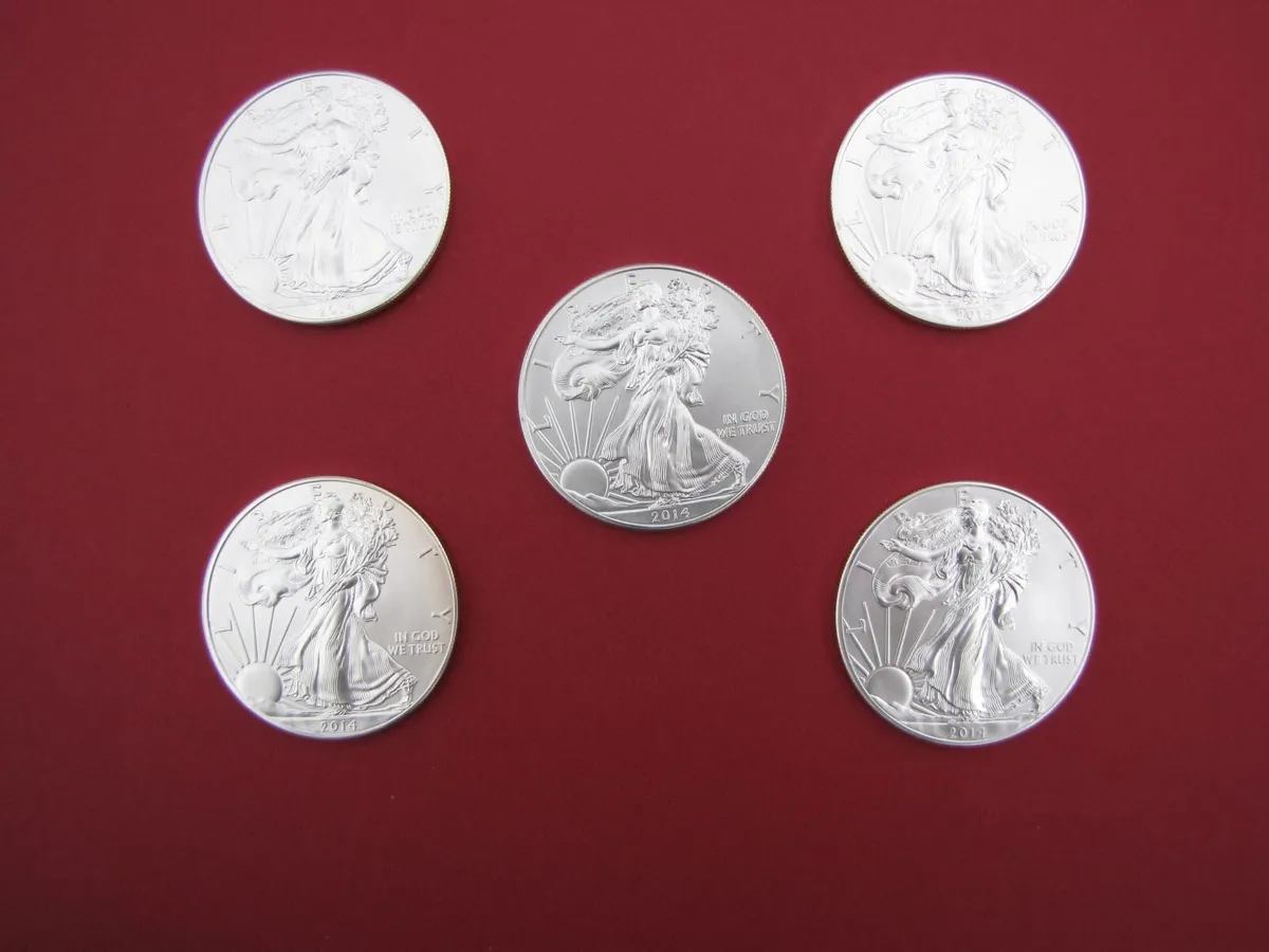 Five American Silver Eagle Coins - Image 4