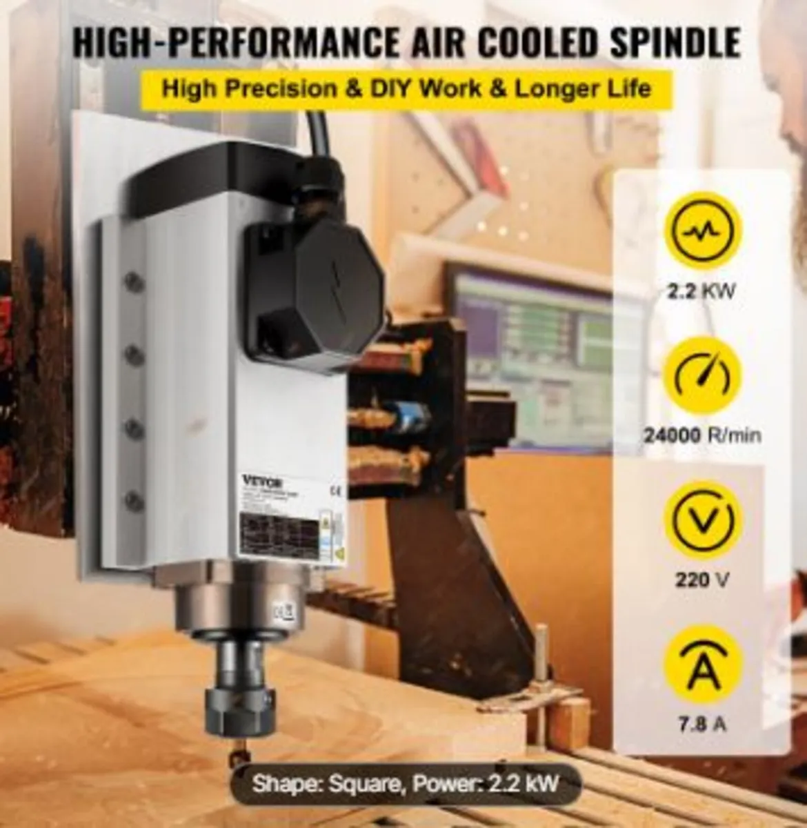 Air Cooled Spindle Motor 2.2KW - Image 2