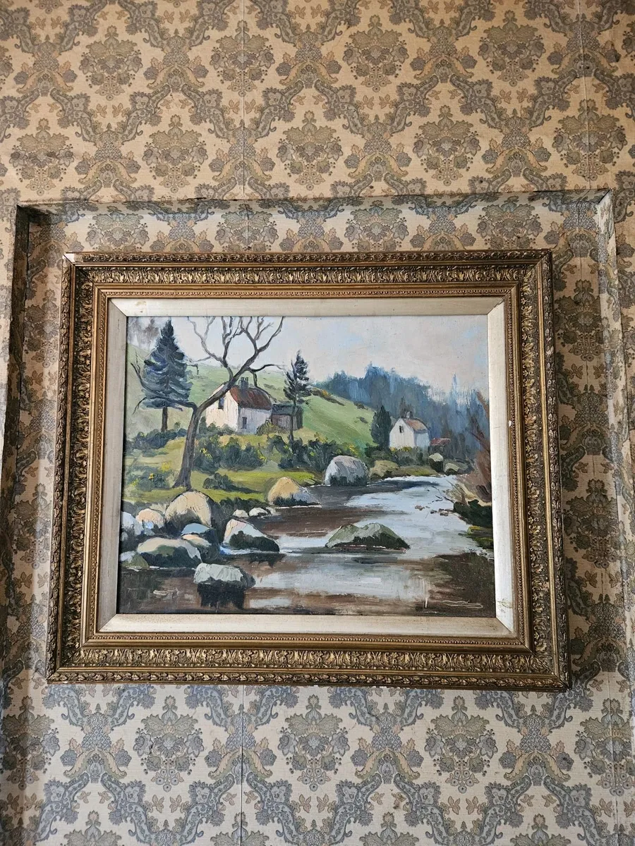 Vintage Picture Oil on Canvas - Image 1