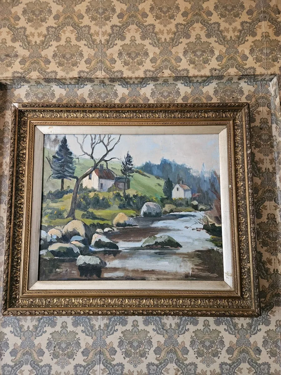 Vintage Picture Oil on Canvas - Image 2