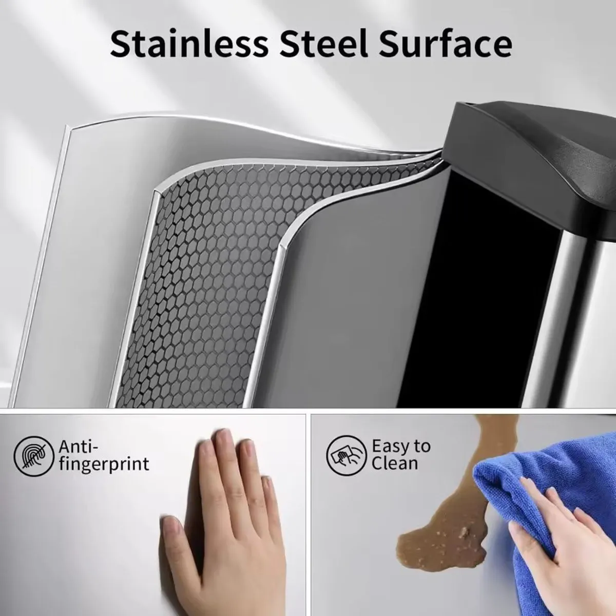 Kitchen Waste Bin 3 Compartment Stainless Steel - Image 4