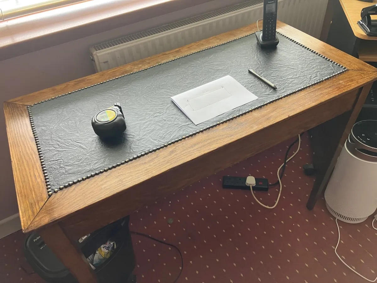 Desk with leather inlay - Image 3