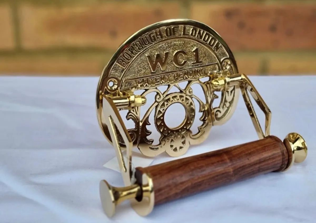 Antique Style Brass Toilet Roll Holder NEW - Image 1