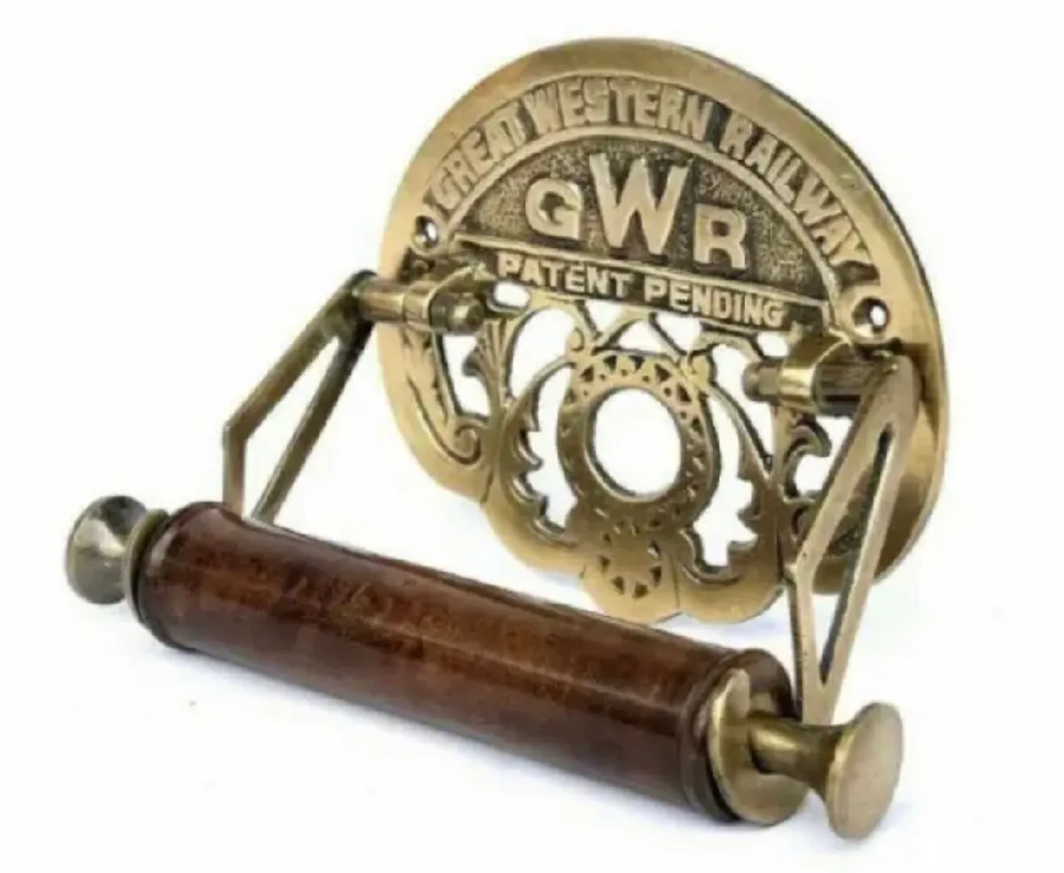 Antique Style Brass Toilet Roll Holder NEW - Image 4