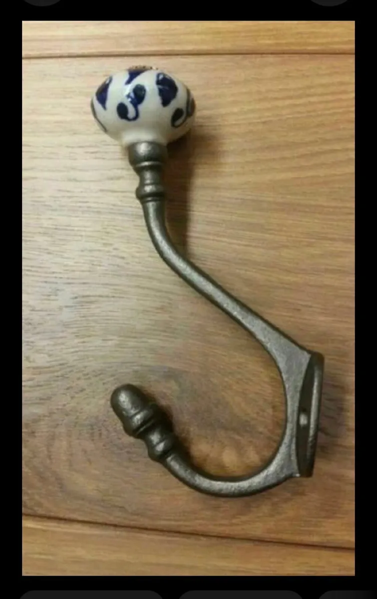 6 x Large Cast Iron Coat Hooks Pumpkin Top NEW - Image 2