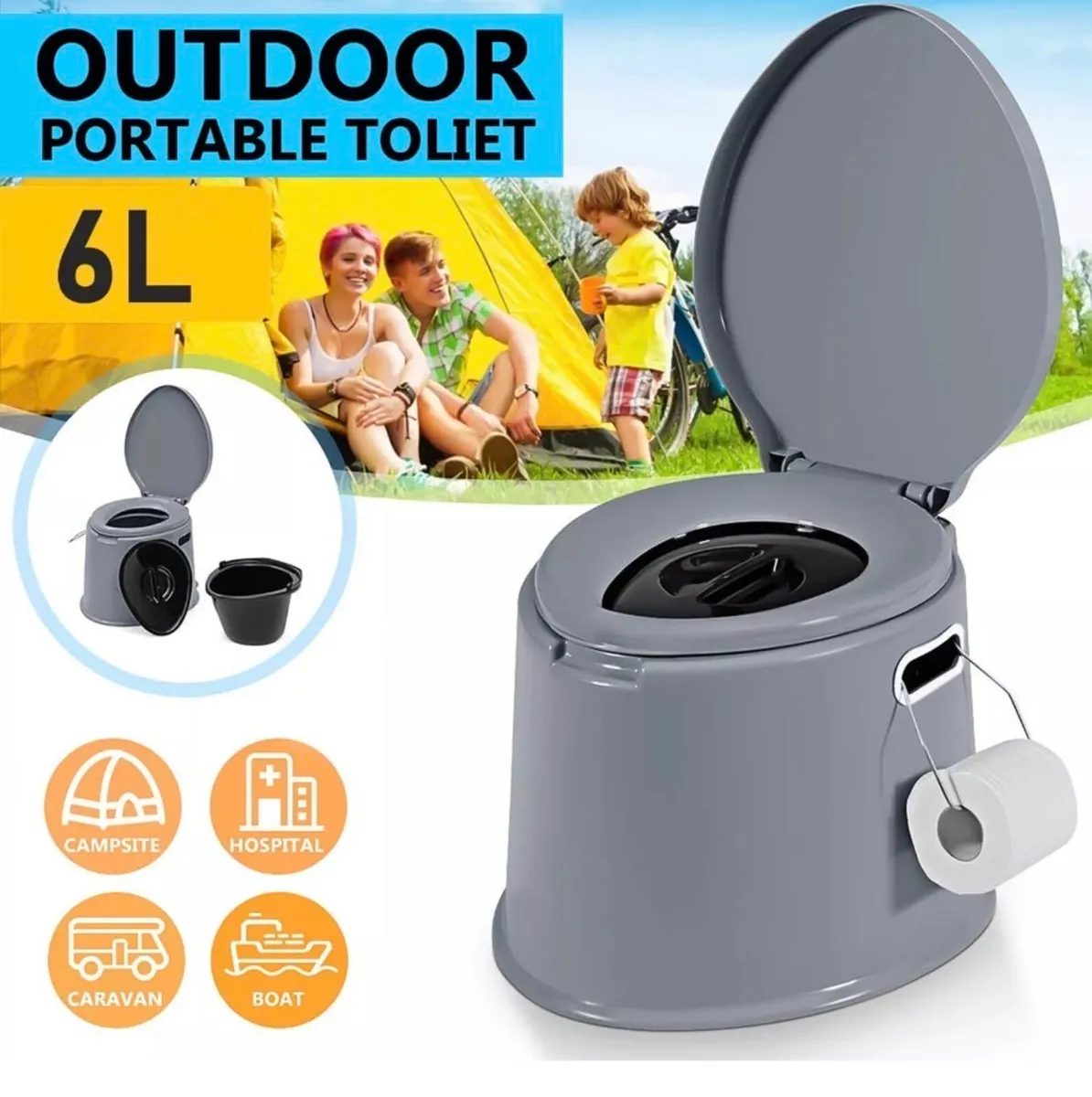 6 Litre Portable Camping Toilet Adult Size - Image 1