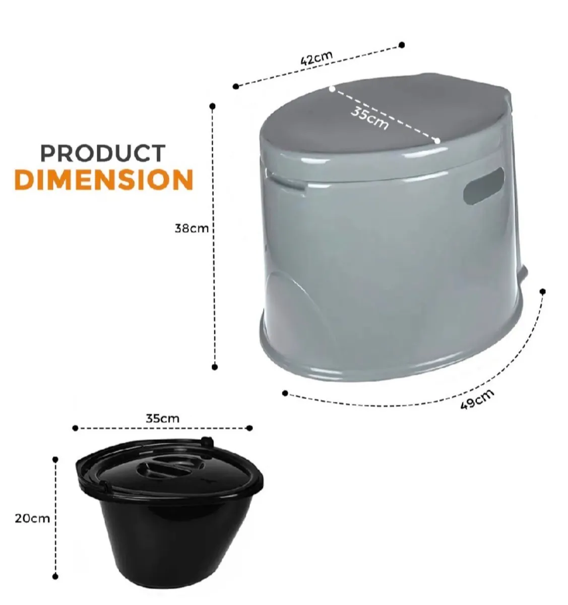 6 Litre Portable Camping Toilet Adult Size - Image 4