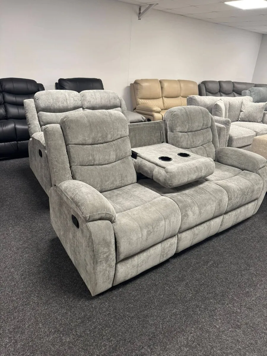 Roma Grey Fabric Manual Recliner Sofa Set - Image 2
