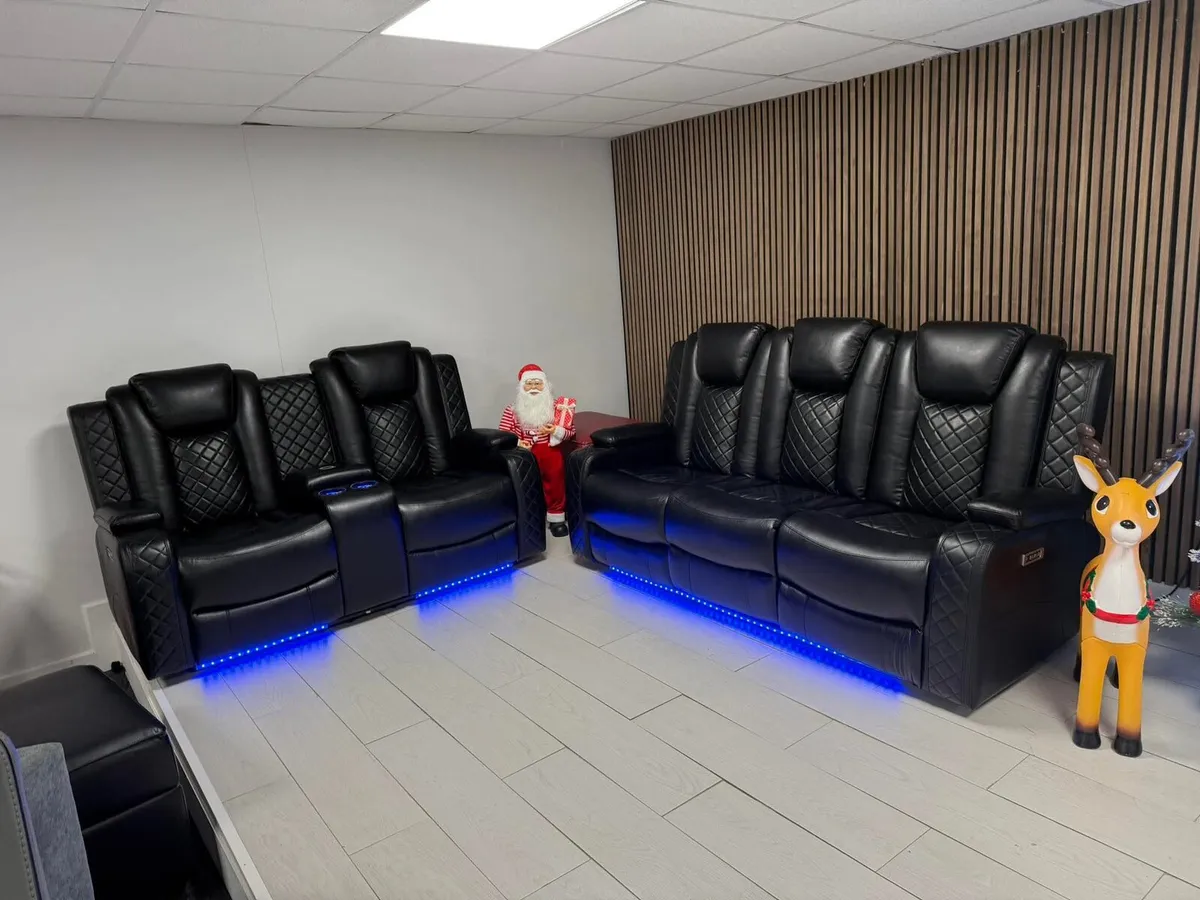 Ashbyrne Electric Leather Recliner Sofa Set - Image 1