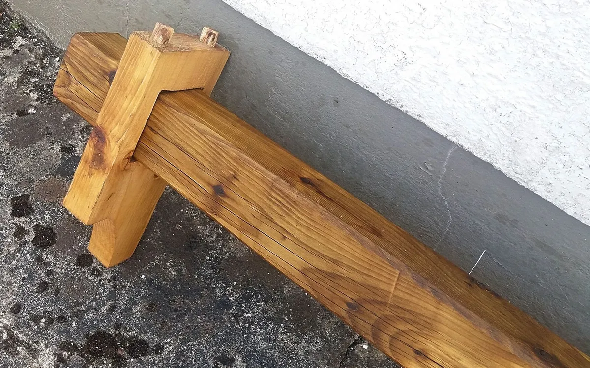 Rustic Oak Beam Mantle / Floating Shelf - Image 4