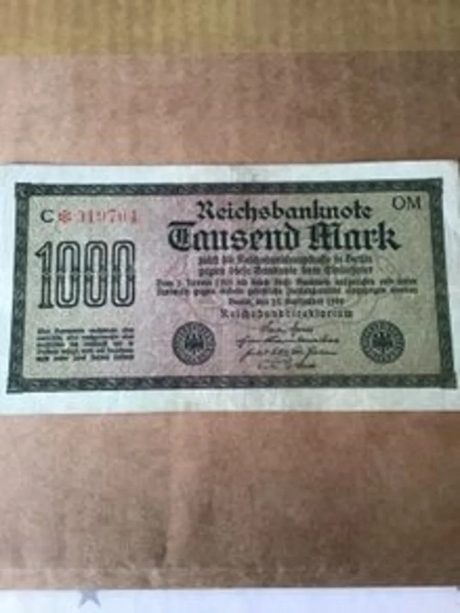 Rare Old 1922 German Banknote- Tausend (1000) Mark