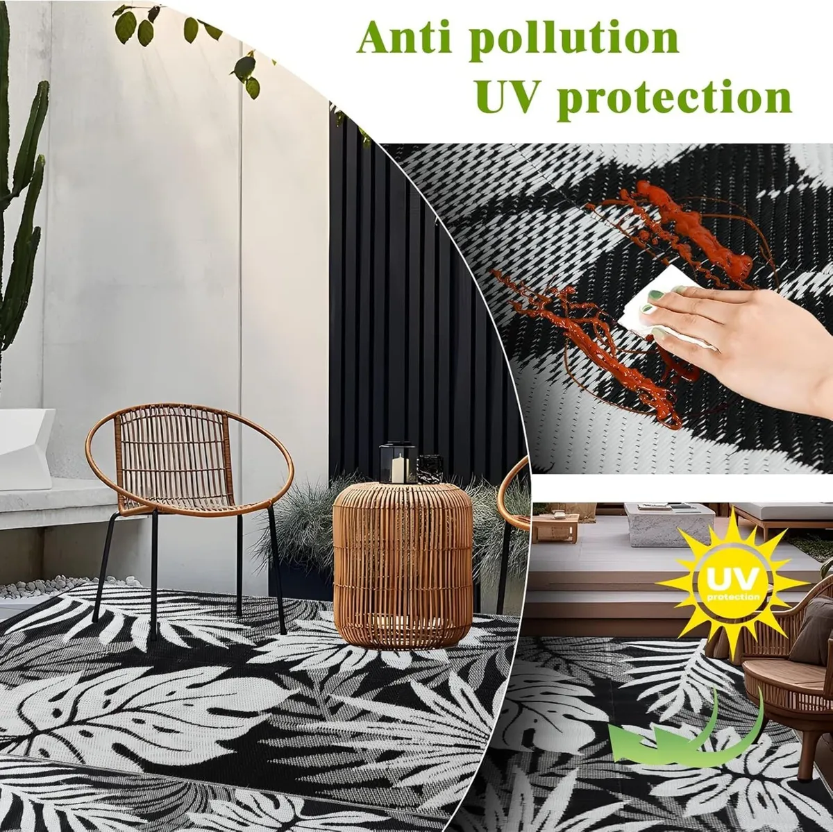 Outdoor Plastic Straw Rug 274x365cm Reversible - Image 3