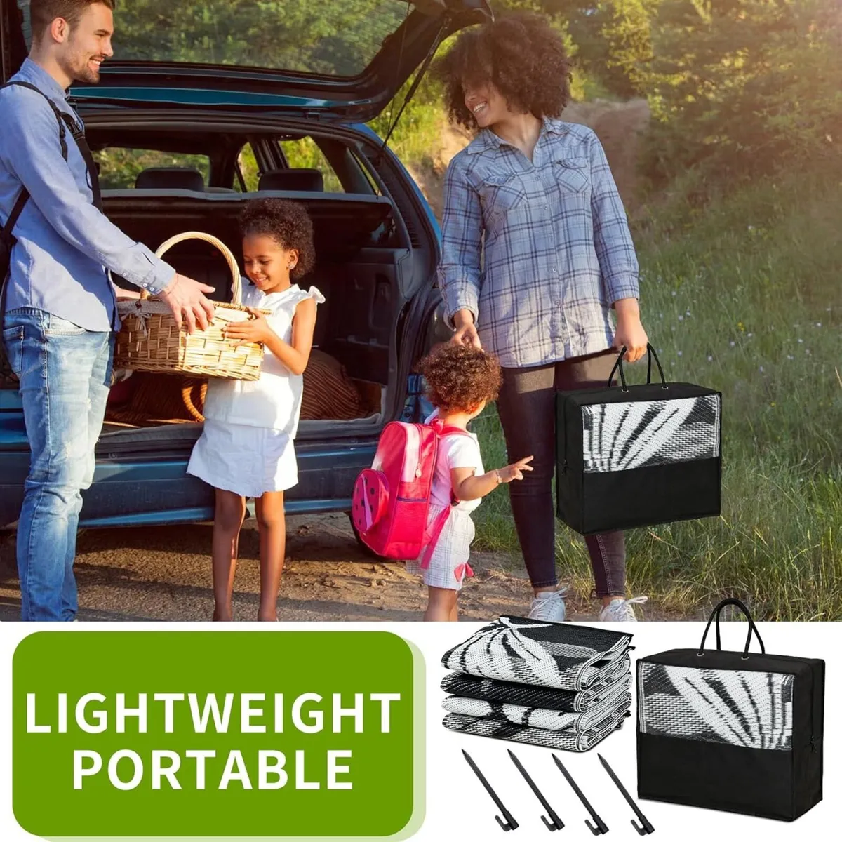 Outdoor Plastic Straw Rug 274x365cm Reversible - Image 4