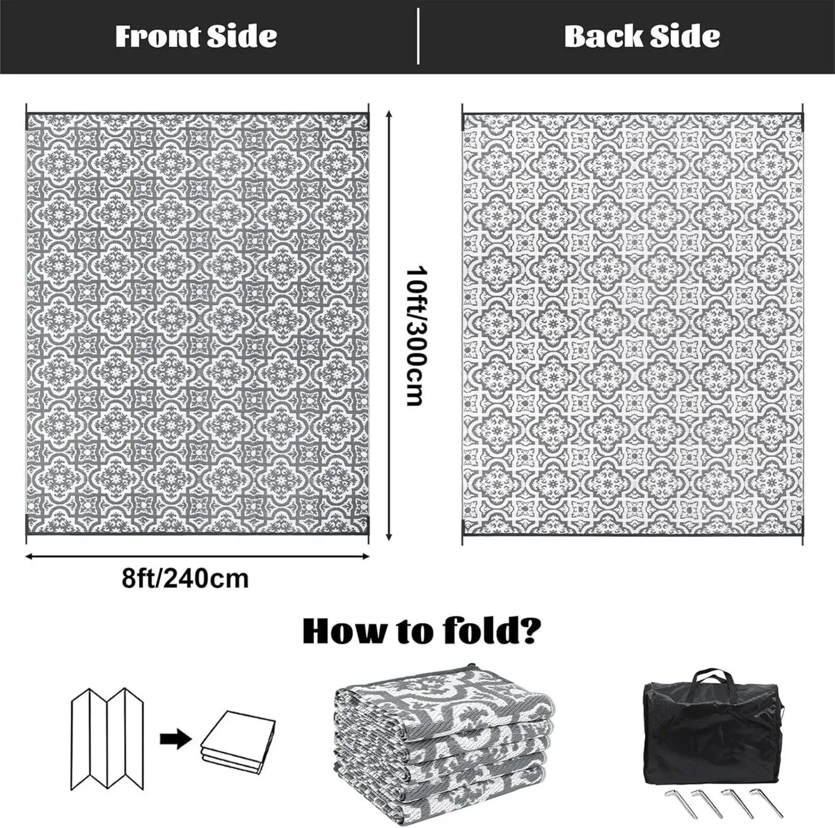 Large Outdoor Rug for Garden 240x300cm Waterproof - Image 2