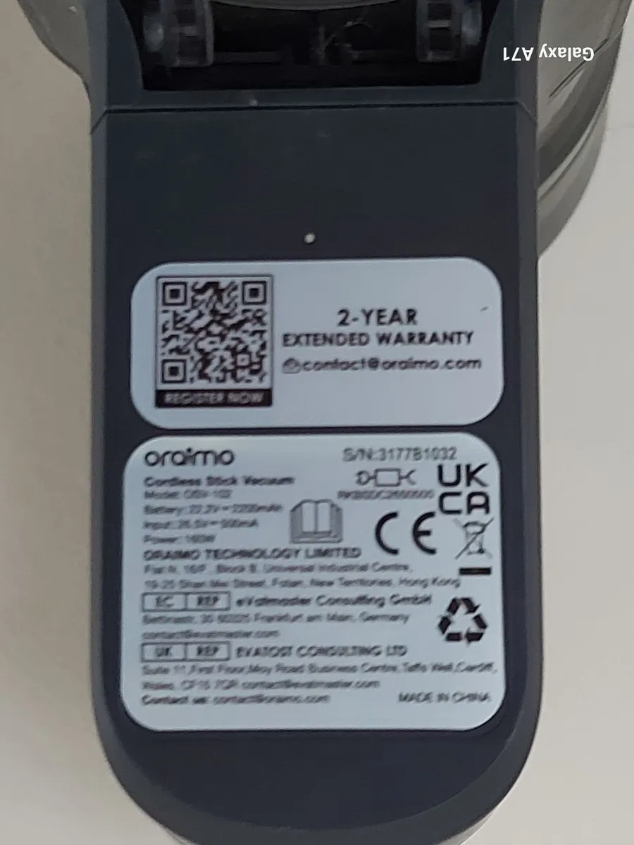 Oraimo Cordless Vacuum Cleaner with 2200mAh6 Recha - Image 2