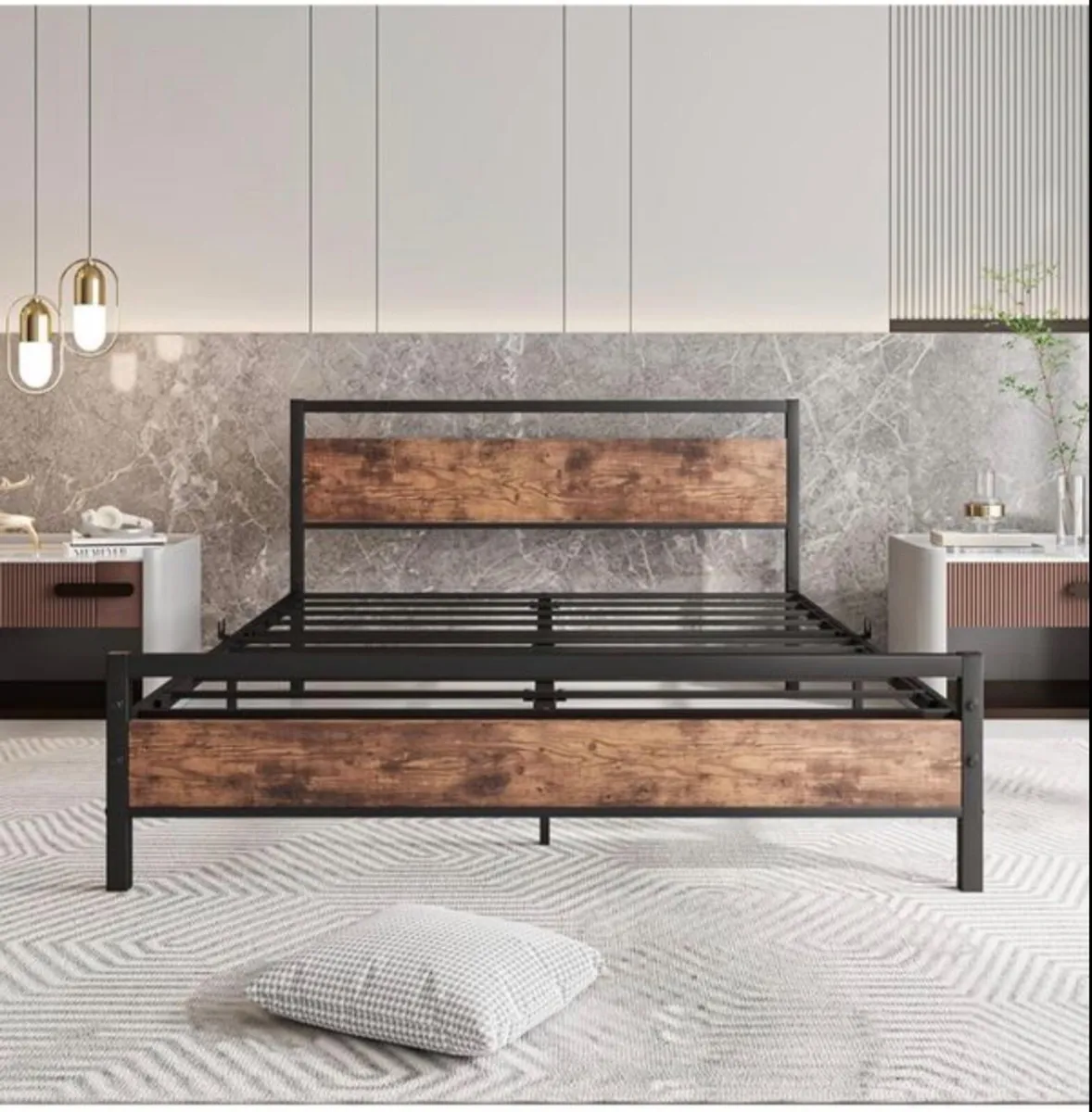 5ft King Bed Frame with Wooden Headboard,Heavy Dut - Image 4