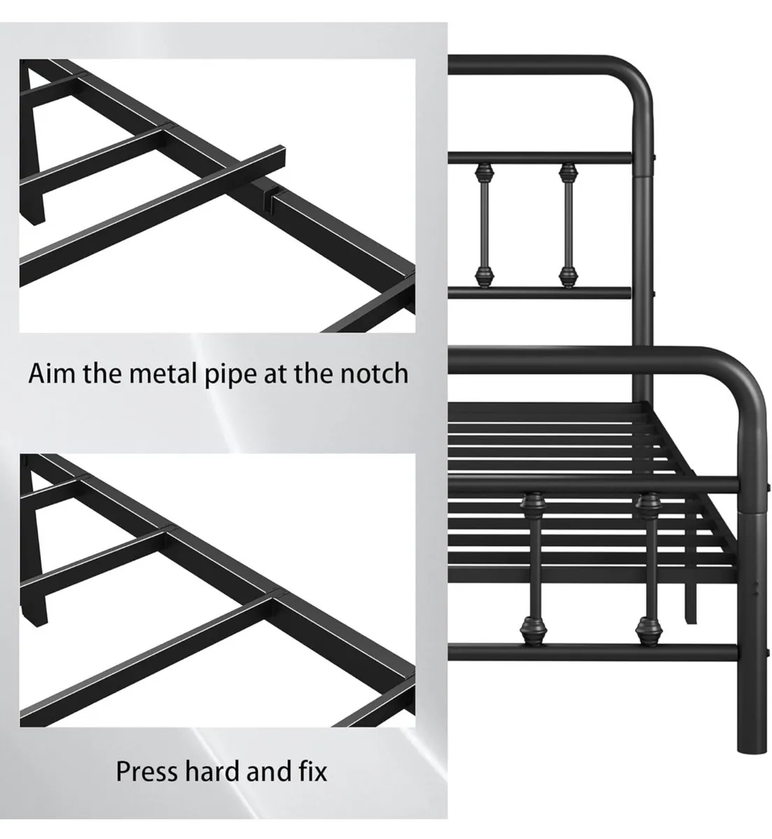 5ft Metal Bed Frame with Victorian Vintage Style - Image 2