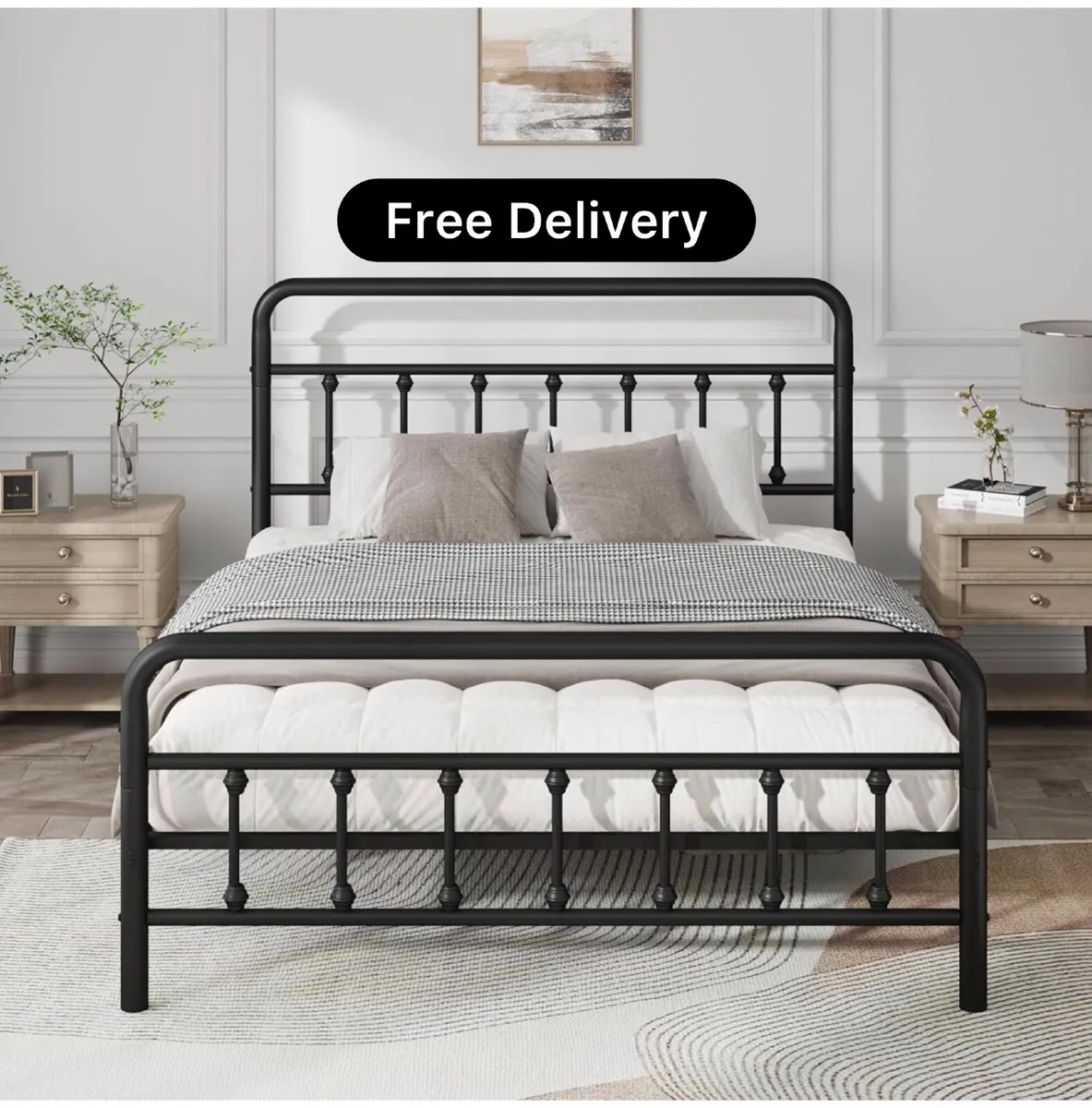 5ft Metal Bed Frame with Victorian Vintage Style - Image 1