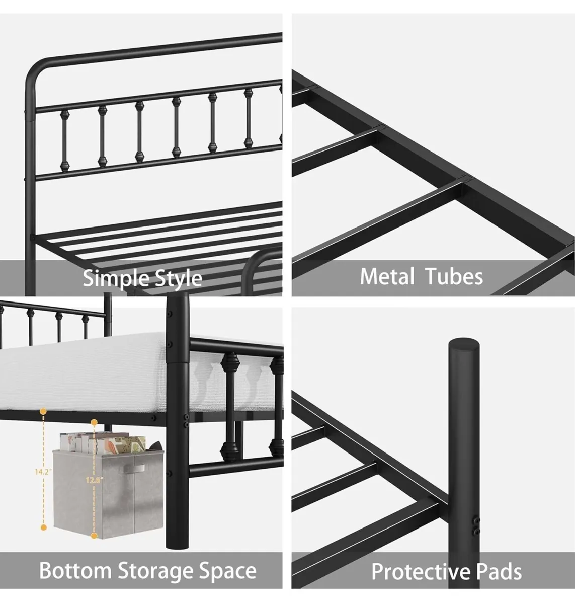 5ft Metal Bed Frame with Victorian Vintage Style - Image 4