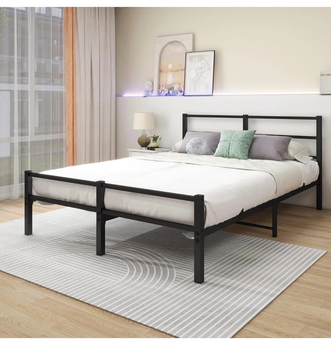 King Size Bed Frame with Storage, 5ft Kingsize Bed - Image 1