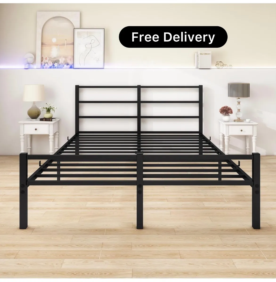 King Size Bed Frame with Storage, 5ft Kingsize Bed - Image 1