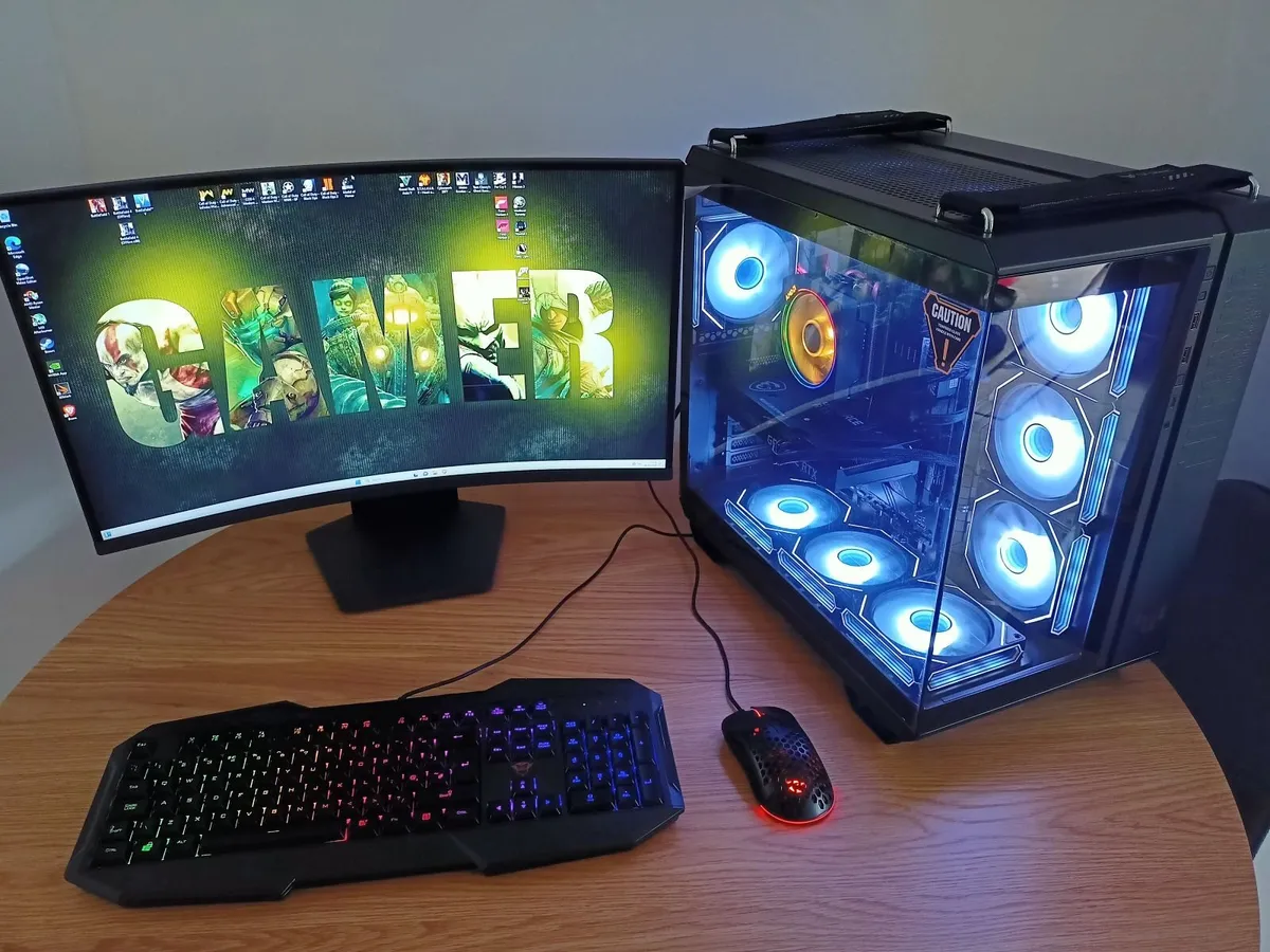 Gaming PC Full setup with monitor mouse keyboard - Image 1